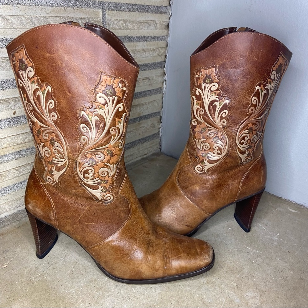Vintage Matisse Brown Embroidered Western Boots Size 7